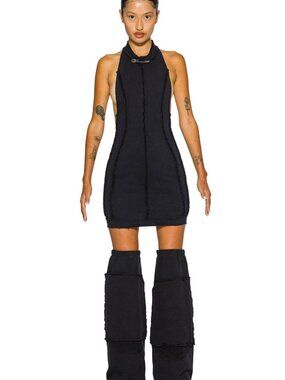 Sami Miro Vintage Halter Dress In Black Eco Mesh, Size Medium, NWT